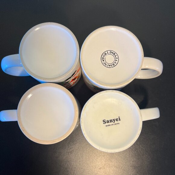 Lot of 4 Christmas Ceramic Mugs w/ Polka Dots ~ Santa Claus Snowman Holiday Tree - Picture 12 of 12